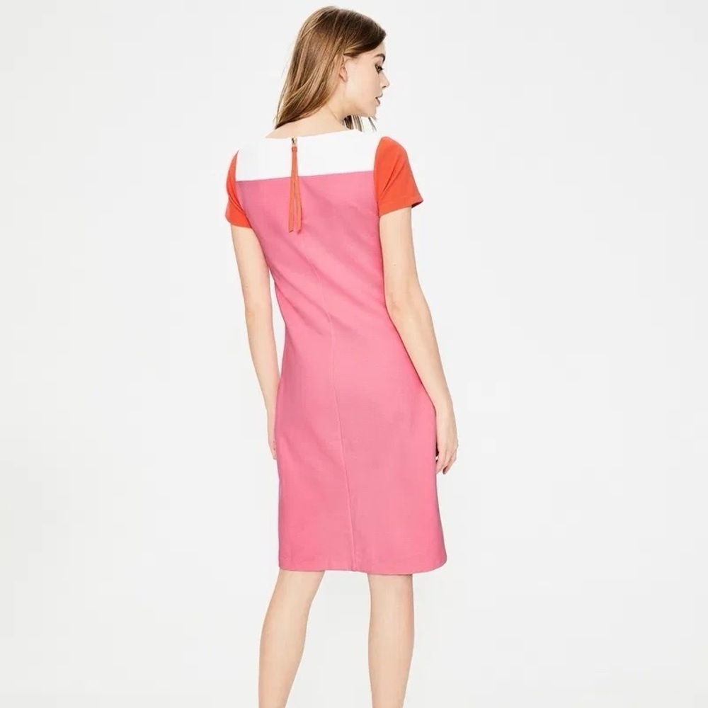 Colorblock Pink and Coral Shift Dress - Picture 2 of 5